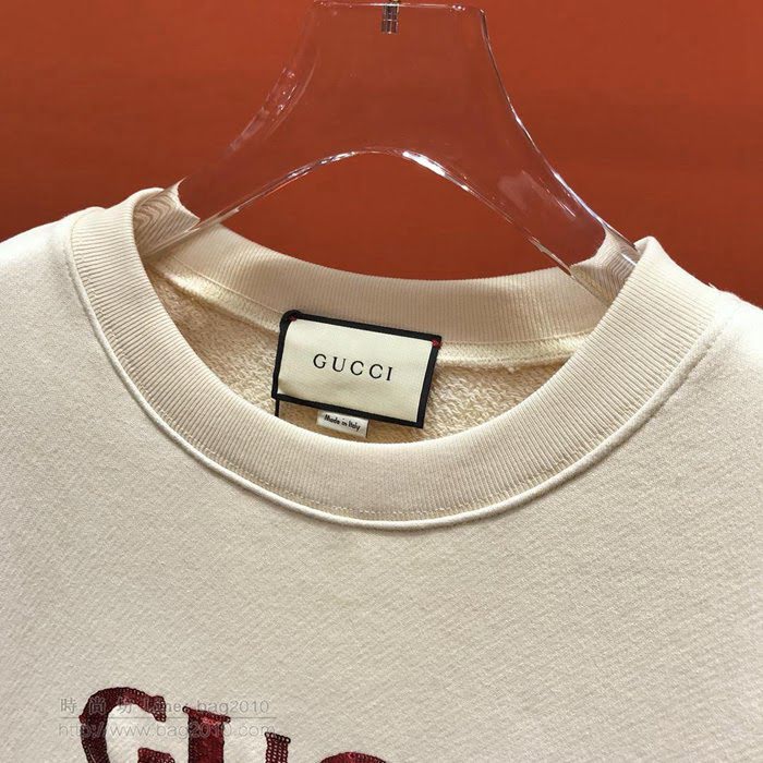 Gucci男裝 19-20FW新款 古奇重工刺繡釘珠片圓領衛衣 最高品質 男女同款  男士秋季新款單品  tzy2298